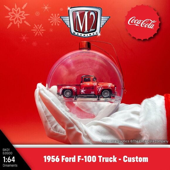 M2 Machines Coca-Cola 1956 Ford F-100 Truck (Custom) Ornament – 1:64 scale. - Picture 1 of 1
